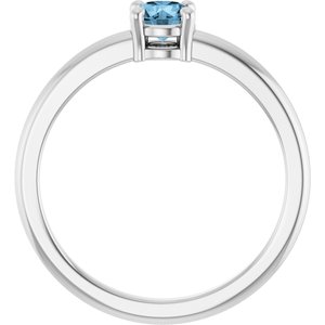 Platinum Natural Sky Blue Topaz Ring