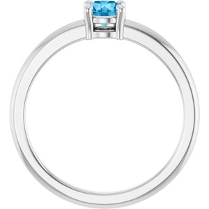 Platinum Natural Swiss Blue Topaz Ring