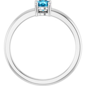 Platinum Natural Aquamarine Ring