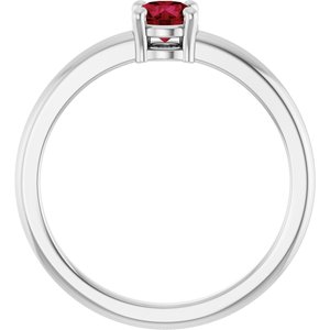 14K White Gold Natural Ruby Ring