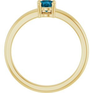 14K Yellow Gold Natural London Blue Topaz Ring