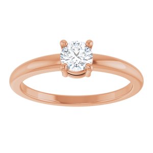 14K Rose Gold Natural White Sapphire Ring