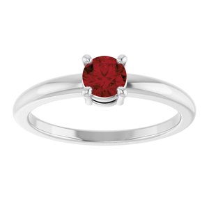 Platinum Natural Mozambique Garnet Ring