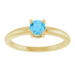 14K Yellow Gold Natural Swiss Blue Topaz Ring