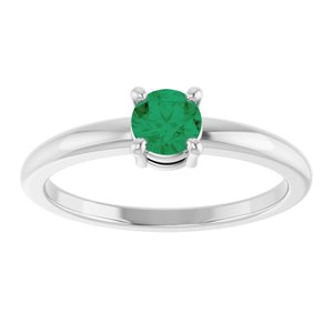 Sterling Silver Natural Emerald Ring
