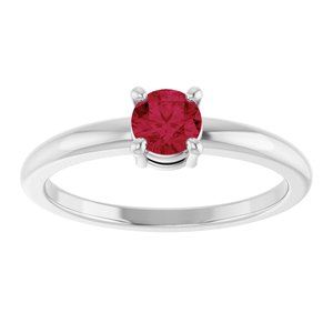 14K White Gold Natural Ruby Ring