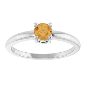 Platinum Natural Citrine Ring