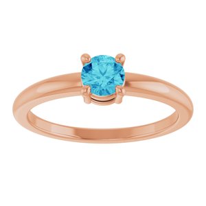 14K Rose Gold Natural Blue Zircon Ring