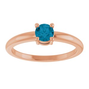 14K Rose Gold Natural London Blue Topaz Ring