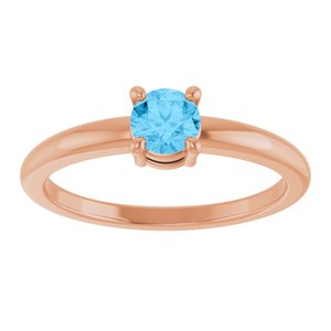 14K Rose Gold Natural Swiss Blue Topaz Ring