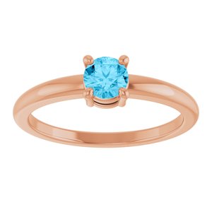 14K Rose Gold Natural Aquamarine Ring