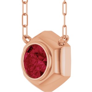 14K Rose Gold Lab-Grown Ruby Geometric 18" Necklace