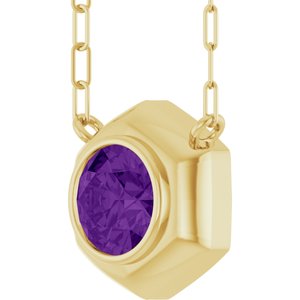 14K Yellow Gold Natural Amethyst Geometric 18" Necklace