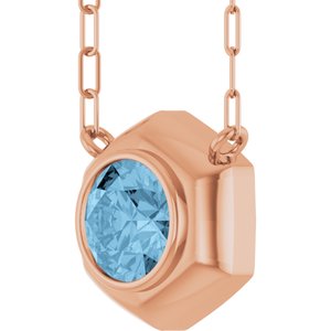 14K Rose Gold Natural Sky Blue Topaz Geometric 18" Necklace