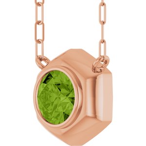 14K Rose Gold Natural Peridot Geometric 18" Necklace