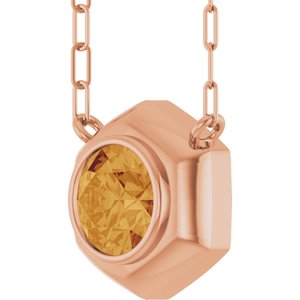 14K Rose Gold Natural Citrine Geometric 18" Necklace