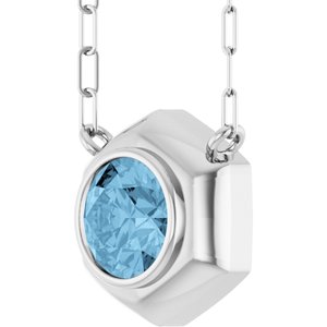 Sterling Silver Natural Sky Blue Topaz Geometric 18" Necklace