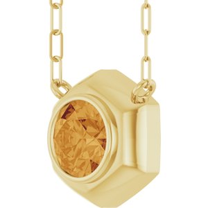 14K Yellow Gold Natural Citrine Geometric 18" Necklace