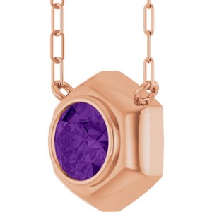 14K Rose Gold Natural Amethyst Geometric 18" Necklace