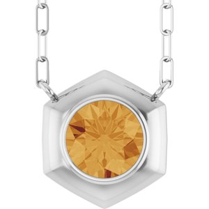 Sterling Silver Natural Citrine Geometric 18" Necklace