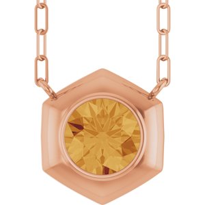 14K Rose Gold Natural Citrine Geometric 18" Necklace