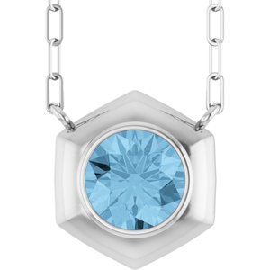 Sterling Silver Natural Sky Blue Topaz Geometric 18" Necklace