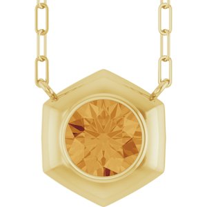 14K Yellow Gold Natural Citrine Geometric 18" Necklace