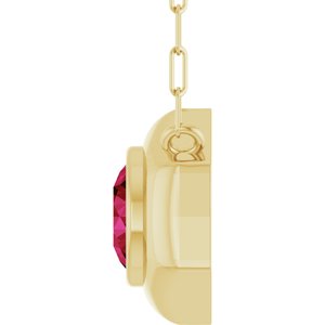 14K Yellow Gold Lab-Grown Ruby Geometric 18" Necklace