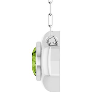 Sterling Silver Natural Peridot Geometric 18" Necklace