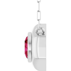 Sterling Silver Lab-Grown Ruby Geometric 18" Necklace