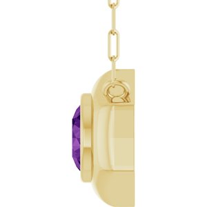 14K Yellow Gold Natural Amethyst Geometric 18" Necklace