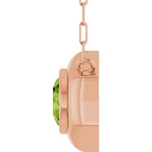 14K Rose Gold Natural Peridot Geometric 18" Necklace