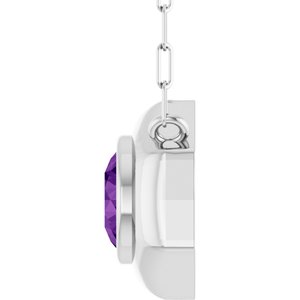 14K White Gold Natural Amethyst Geometric 18" Necklace