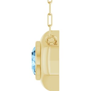 14K Yellow Gold Natural Sky Blue Topaz Geometric 18" Necklace