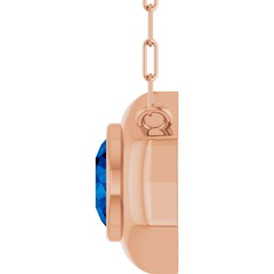 14K Rose Gold Lab-Grown Blue Sapphire Geometric 18" Necklace