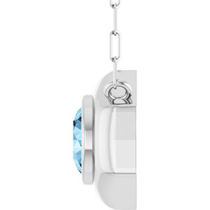 14K White Gold Natural Sky Blue Topaz Geometric 18" Necklace