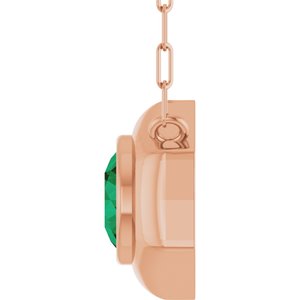 14K Rose Gold Lab-Grown Emerald Geometric 18" Necklace