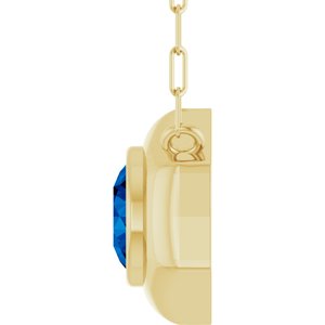 14K Yellow Gold Lab-Grown Blue Sapphire Geometric 18" Necklace