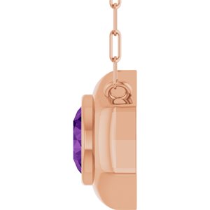 14K Rose Gold Natural Amethyst Geometric 18" Necklace