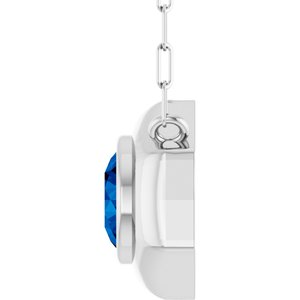 Sterling Silver Lab-Grown Blue Sapphire Geometric 18" Necklace