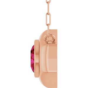 14K Rose Gold Lab-Grown Ruby Geometric 18" Necklace