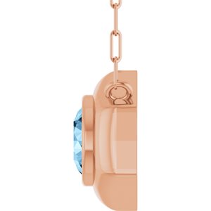 14K Rose Gold Natural Sky Blue Topaz Geometric 18" Necklace