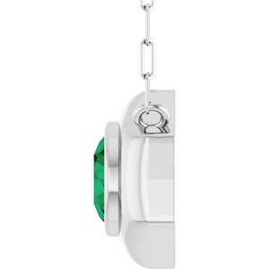 14K White Gold Lab-Grown Emerald Geometric 18" Necklace