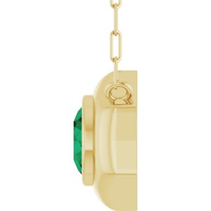 14K Yellow Gold Lab-Grown Emerald Geometric 18" Necklace