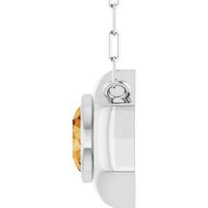 14K White Gold Natural Citrine Geometric 18" Necklace