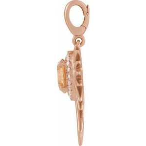 14K Rose Gold Natural Citrine & 1/10 CTW Natural Diamond Halo-Style Sun Charm/Pendant – image 2