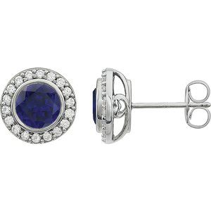 Sterling Silver Imitation White Cubic Zirconia Halo-Style Earrings – image 3