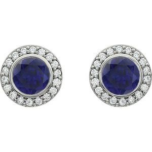 Sterling Silver Imitation Blue Cubic Zirconia Halo-Style Earrings – image 2