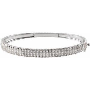 14K White Gold 1 3/8 CTW Lab-Grown Diamond Bangle 7" Bracelet