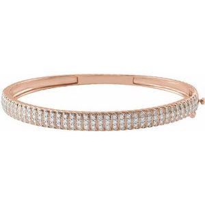 14K Rose Gold 1 3/8 CTW Lab-Grown Diamond Bangle 7" Bracelet